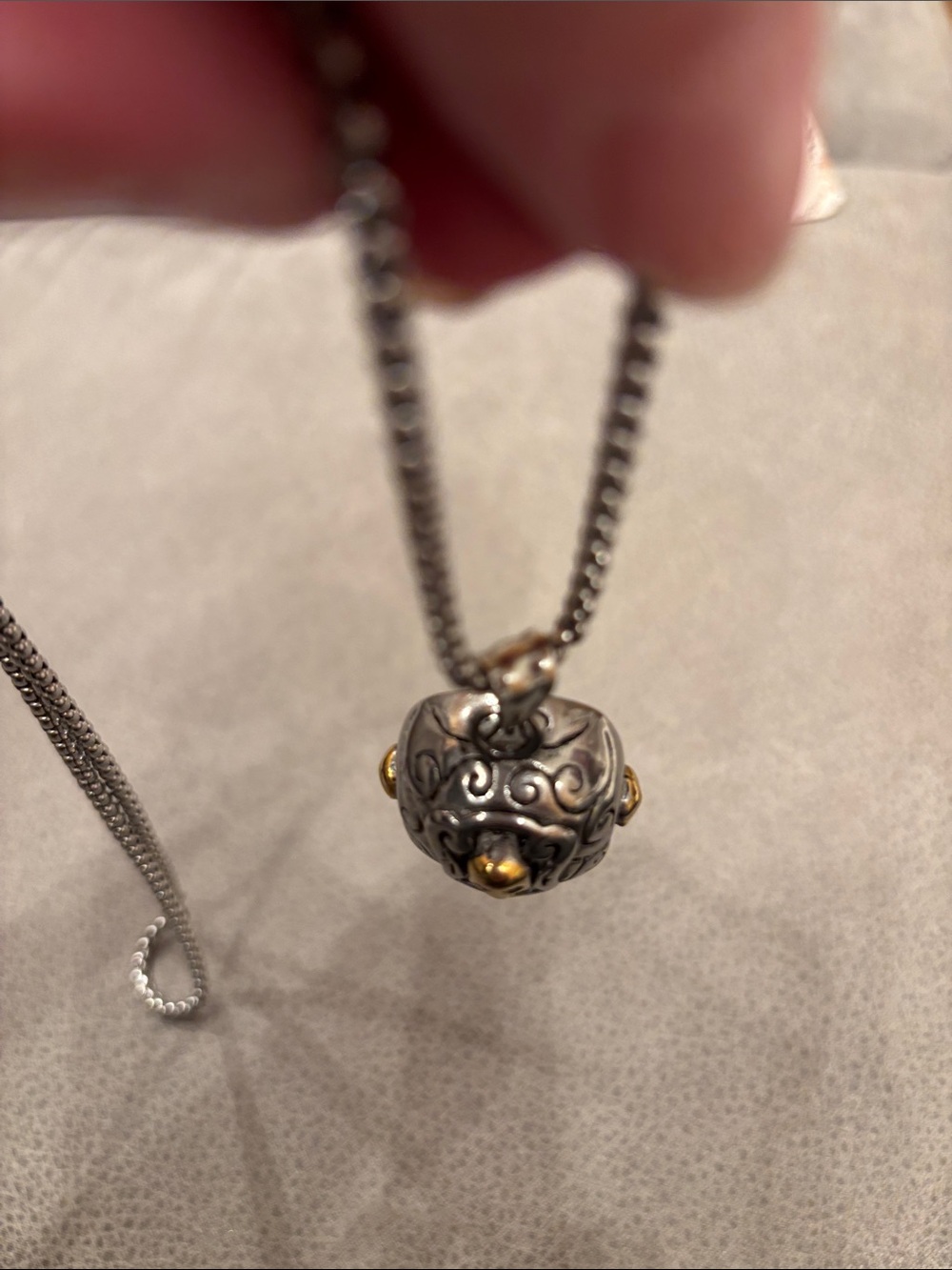 Stainless steel Skull Pendant Necklace with Blue Crystal Eyes - Picture 7 of 7